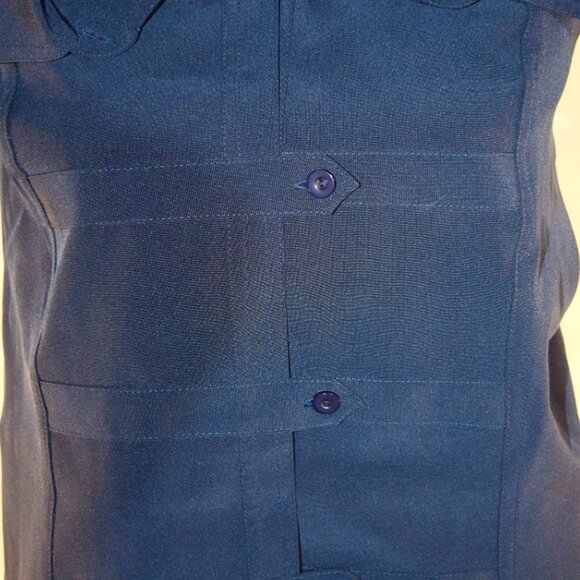 Vintage Kathy Che Size 14 | Navy Blue 3/4 Sleeve Button Down Blouse | Careerwear - Picture 6 of 6